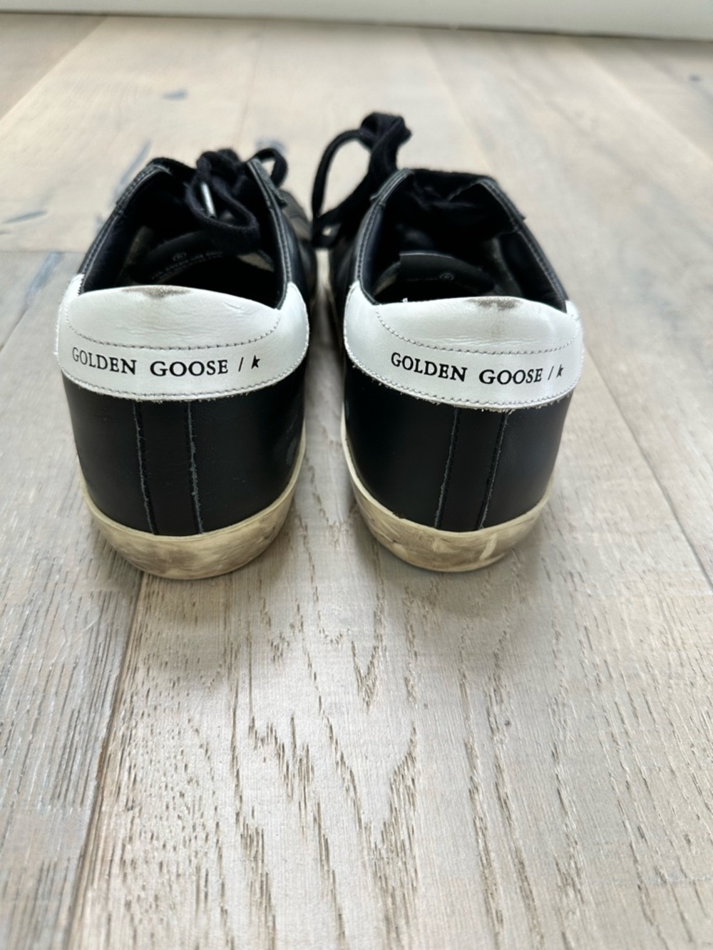 Golden Goose Black/White Distressed Low-Top Sneakers Size 38 - Picture 5 of 7